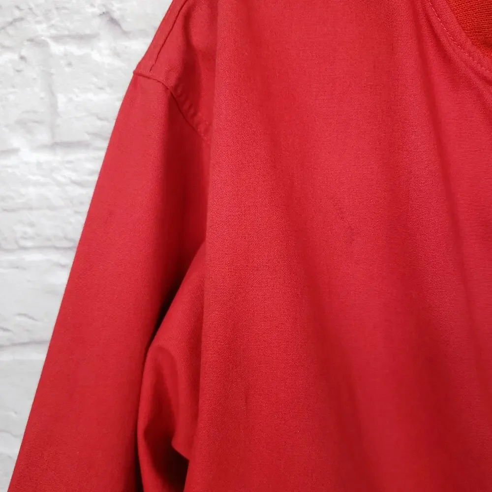 Vintage LL Bean Red Cotton Canvas Bomber Chore Jacket Zip Front Size Large